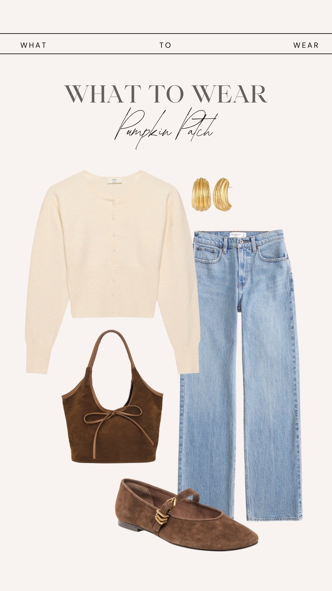 What to wear to the pumpkin patch,  fall outfit inspo, neutral fall style, cream cropped sweater, light wash jeans, brown suede handbag, brown Mary Jane flats 

#LTKStyleTip #LTKSeasonal