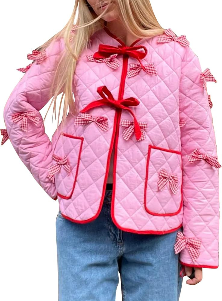 COZYPOIN Women Floral Printed Quilted Jacket Colorblock Lightweight Padded Jacket Puffer Coat Out... | Amazon (US)