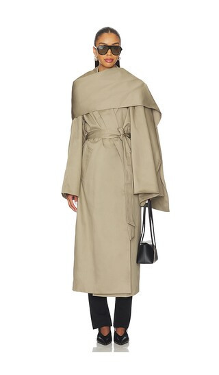 EAVES Yuna Trench Coat in Beige. - size S | Revolve Clothing (Global)