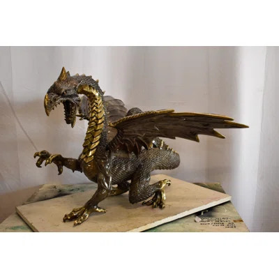 Nifao Collection Abstract & Geometric Dragon Bronze Statue with Two Tone Bronze Finish 32" x 36" x 25"H | Wayfair North America