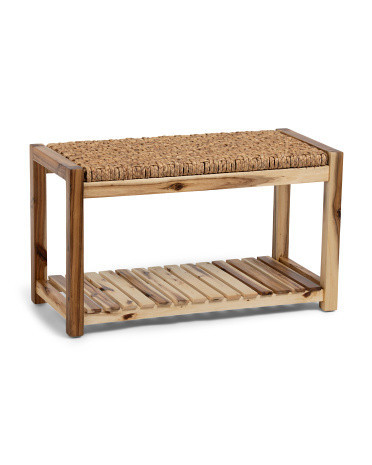32X18.5 Bench With Braided Top And Bottom Shelf | TJ Maxx