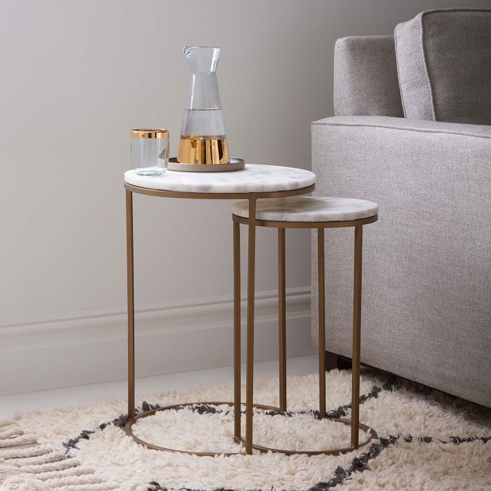 Marble Round Nesting Side Table (Set of 2) | West Elm (US)