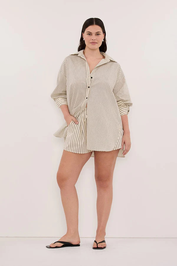 SABLE CREAM OVERSIZED SILK BLEND SHIRT | DISSH