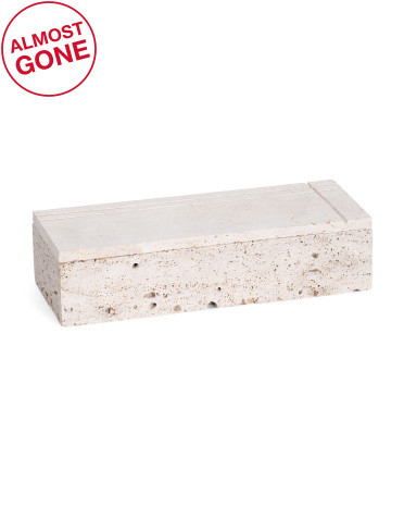 14in Travertine Stone Box | TJ Maxx