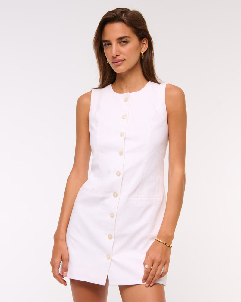 The A&F Mara Linen-Blend Mini Dress | Abercrombie & Fitch (US)