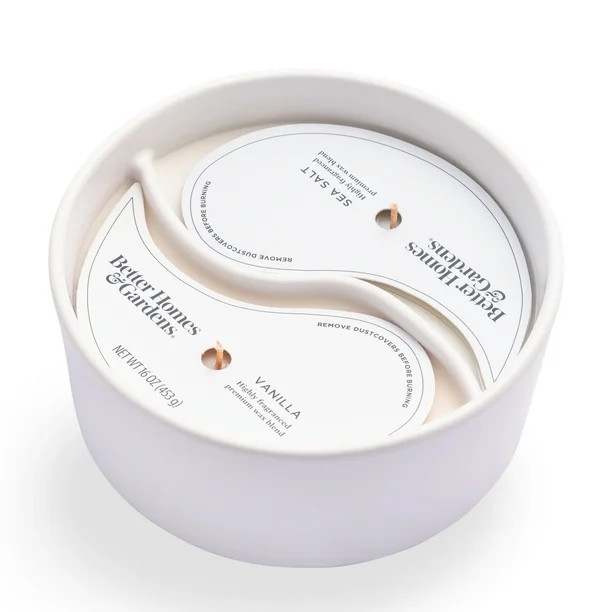 Better Homes & Gardens 16oz Sea Salt & Vanilla Duo Scented 4-wick Ceramic Candle - Walmart.com | Walmart (US)