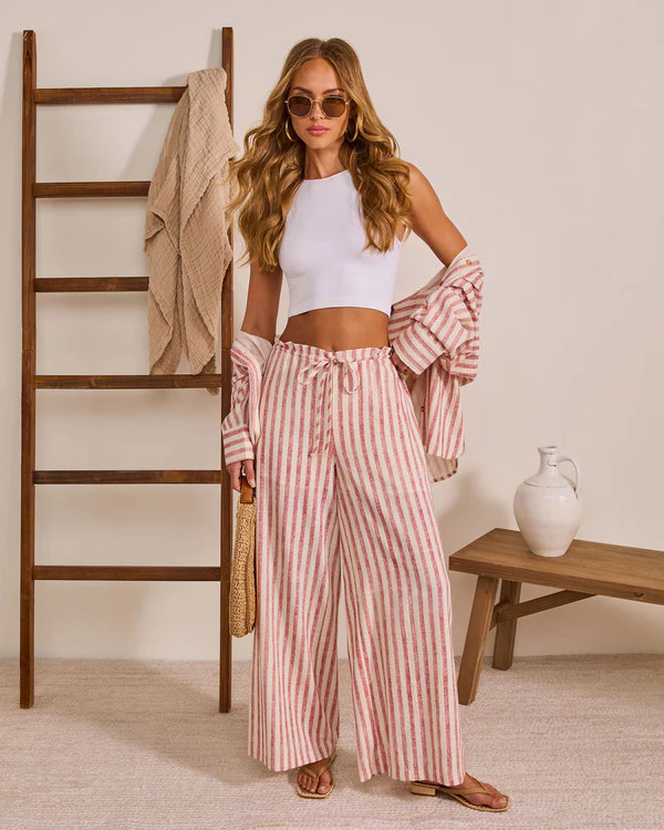 Arinah Striped Wide Leg Drawstring Pant | VICI