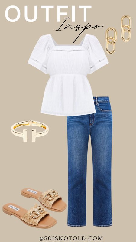 Outfit inspo for everyday | basic white blouse | classic summer sandals | teacher outfit 

#LTKmidsize #LTKstyletip #LTKover40
