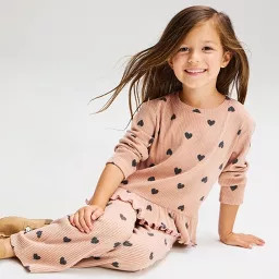 Baby Girls' Hearts Crewneck Long Sleeve Ruffle T-Shirt - Cat & Jack\u2122 Tan 18M | Target