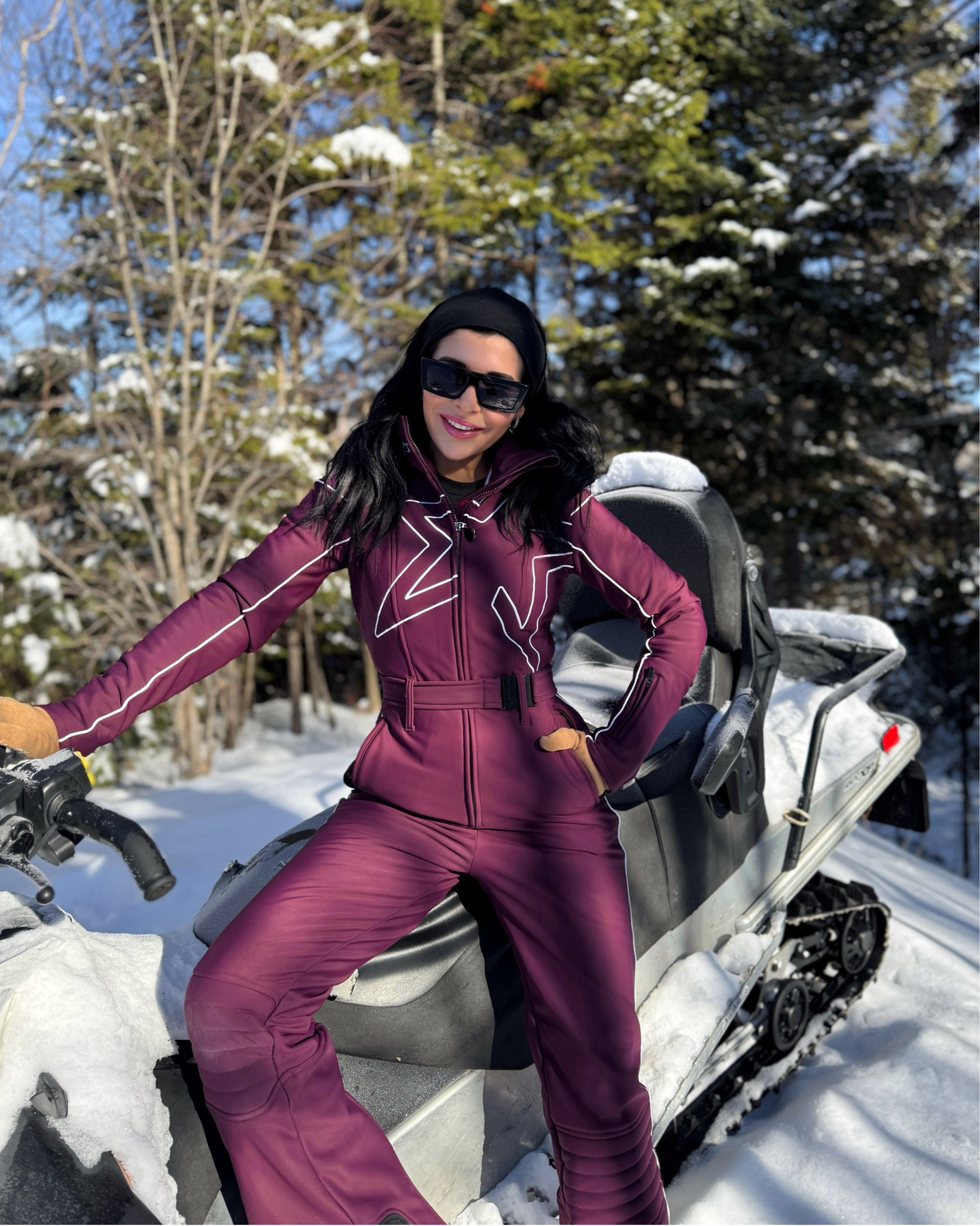 Beautiful burgundy purple light yet warm Perfect Moment ski suit 💜 wearing size Small. Ski outfit, snow outfit 

#LTKFitness #LTKActive #LTKSeasonal