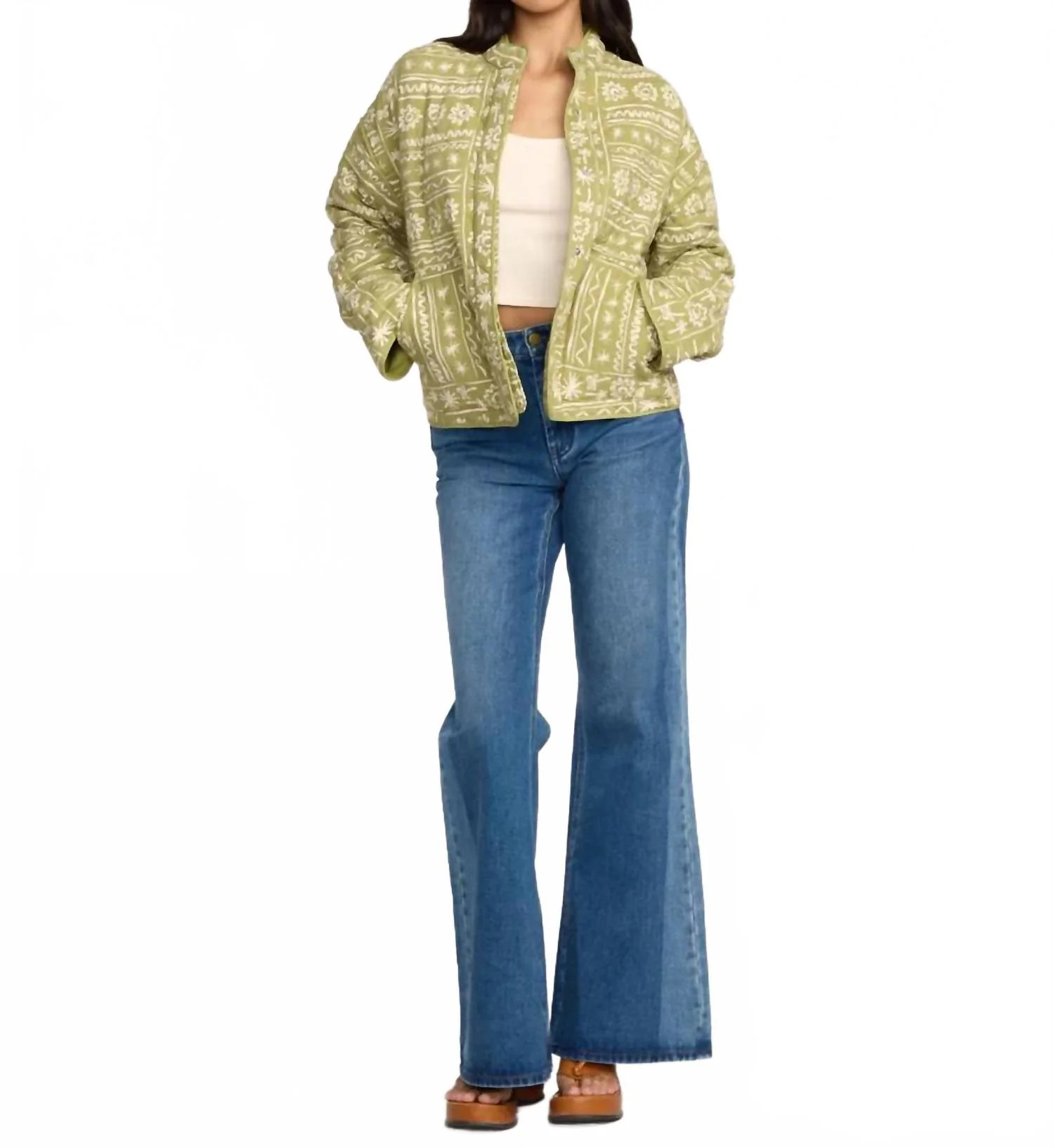 Folk Story Jacket In Green Tea | Shop Simon