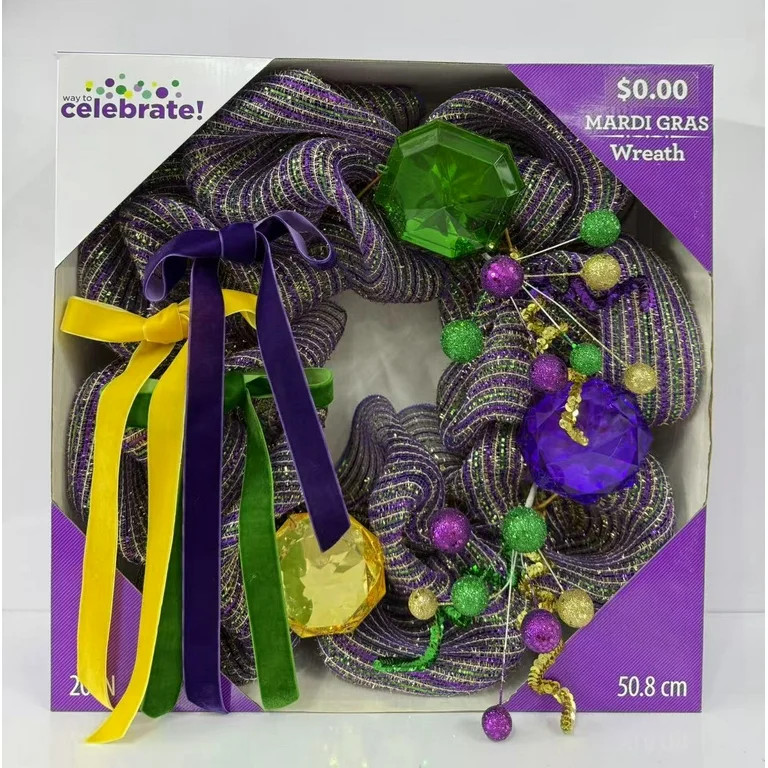 Gem Mesh Wreath, Multicolor, 20", Mardi Gras by Way To Celebrate | Walmart (US)