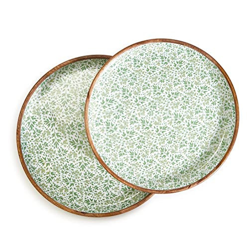 Two's Company Countryside Set of 2 Hand-Crafted Wood Round Trays | Amazon (US)