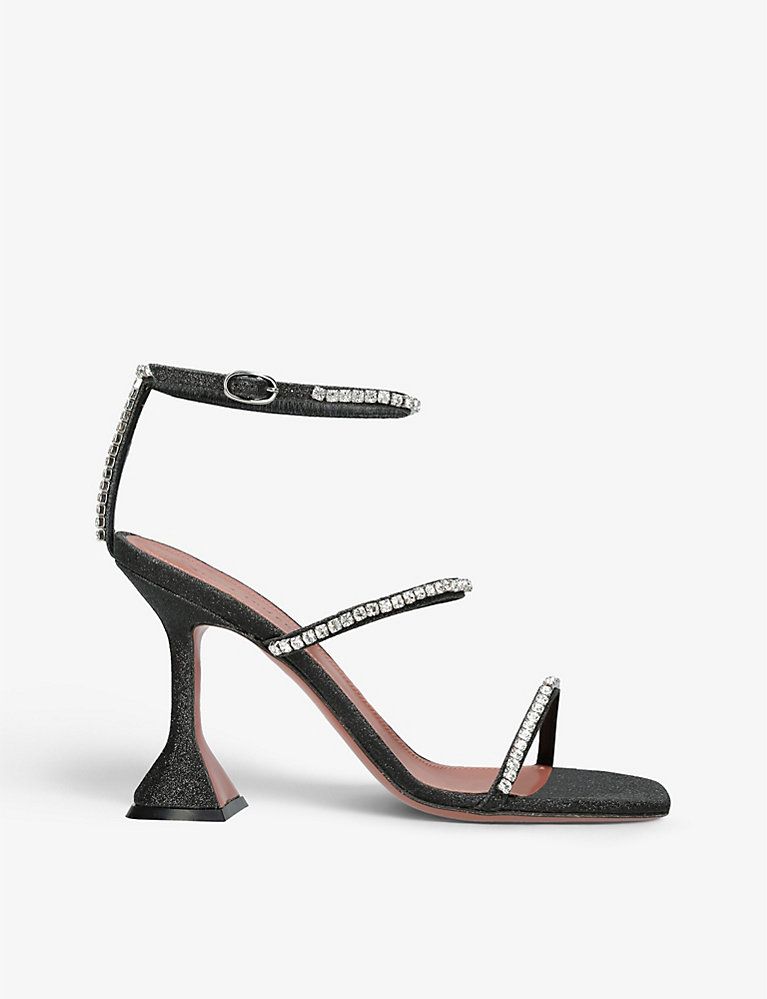 Gilda crystal-embellished leather heeled sandals | Selfridges