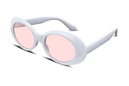 FEISEDY Sunglasses White Oval Clout Goggles for Women Men Retro Round Trendy Rimmed Clueless Costume Frame B2253 | Amazon (US)