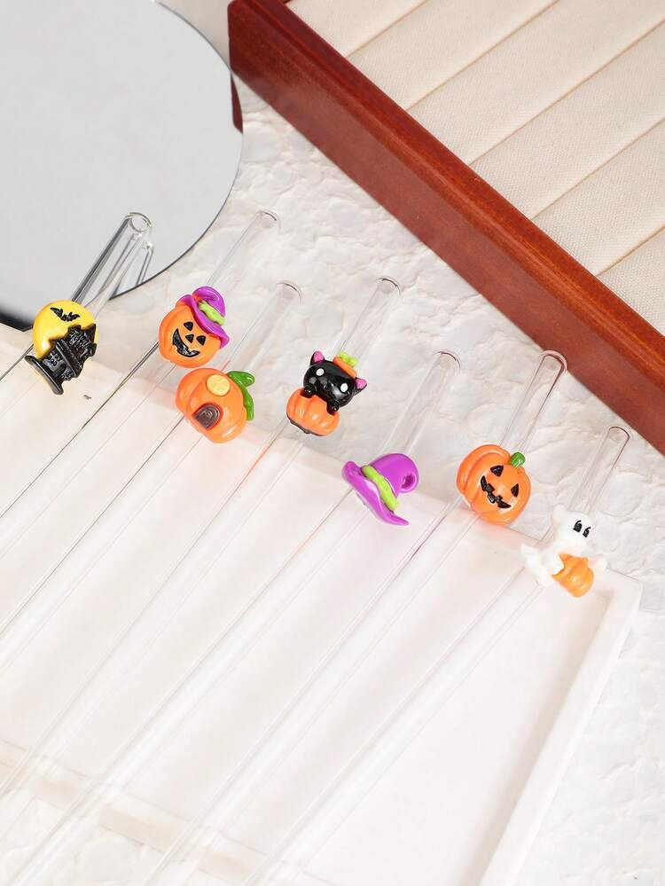 1 Stück/3 Stück/4 Stück/7 Stück Halloween limitierte Ausgabe Strohhalm Set | Verspielter Kür... | SHEIN