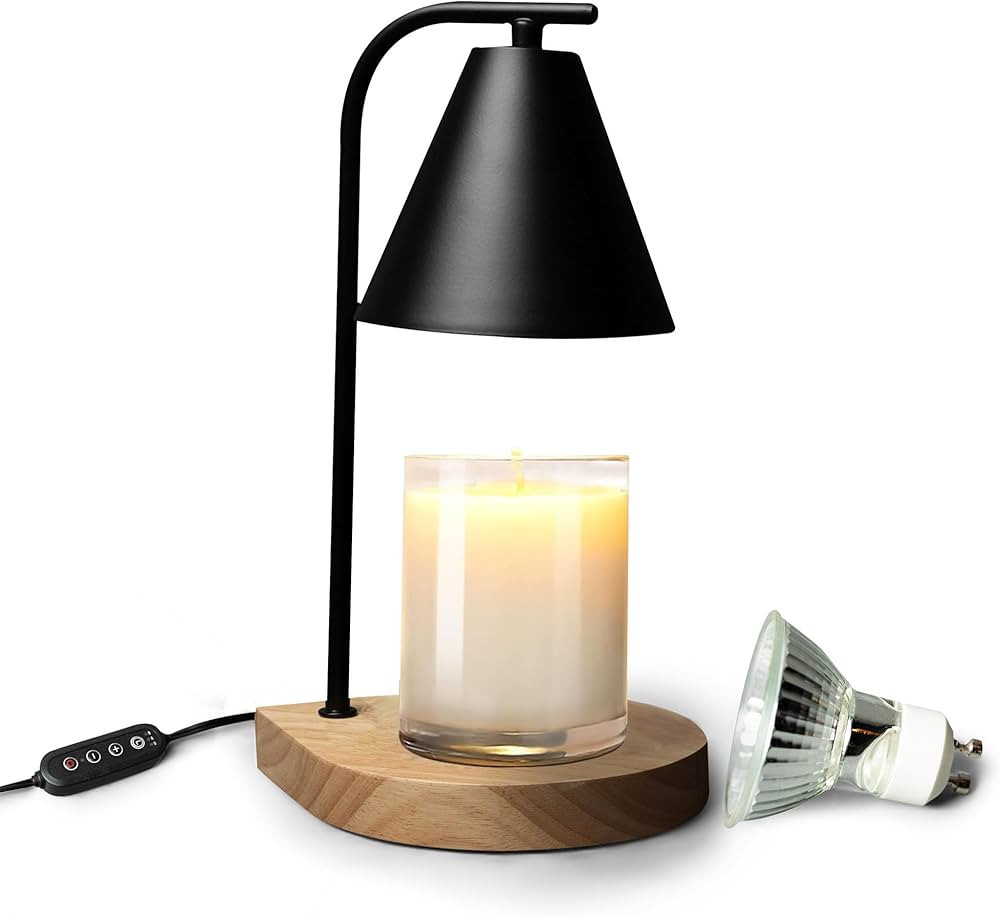 Candle Warmer Lamp with Timer, Dimmable Candle Warmer, 2H/4H/8H Timer, Electric Black Candle Warm... | Amazon (US)