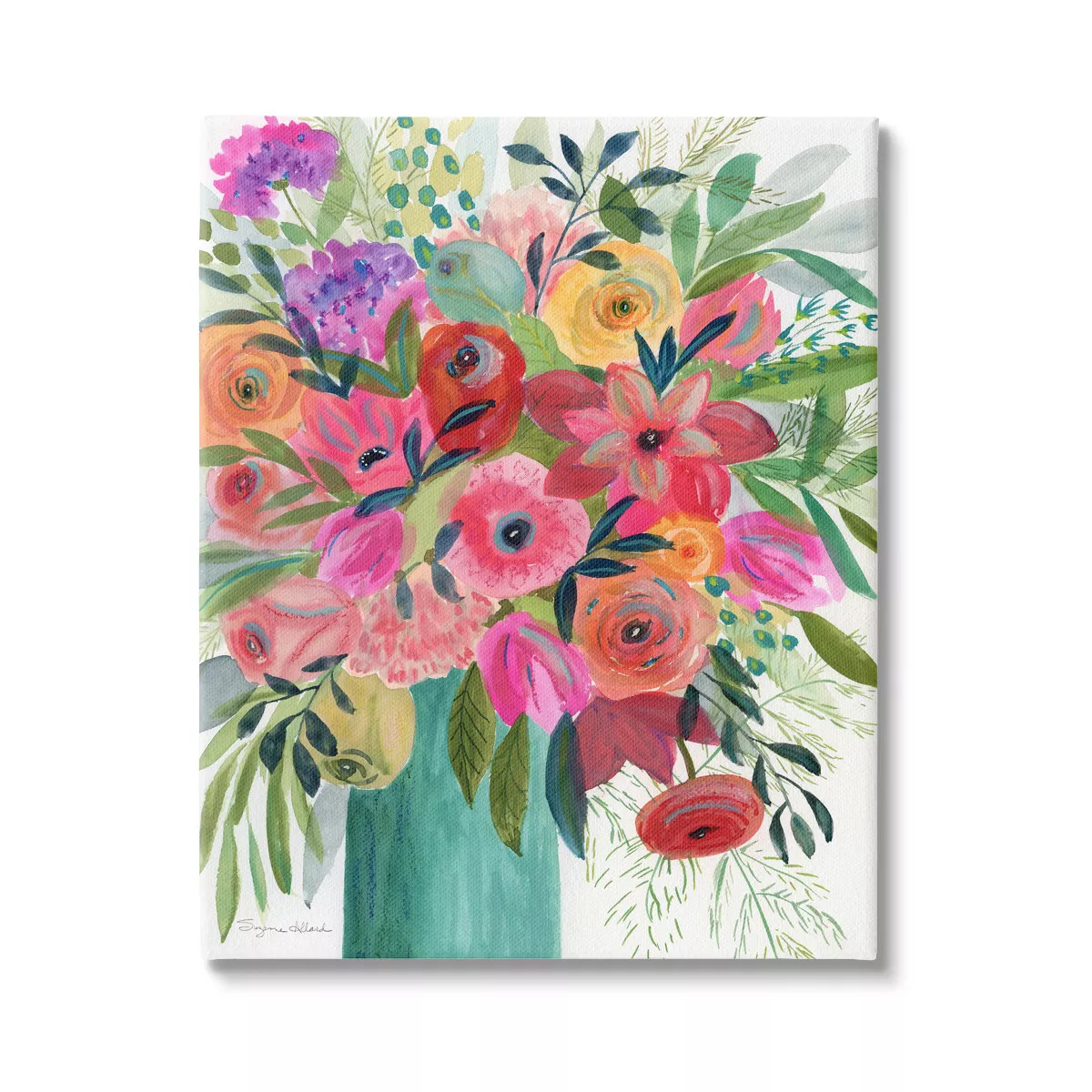 Stupell Industries Bold Red & Pink Mixed Bouquet Canvas Wall Art | Target