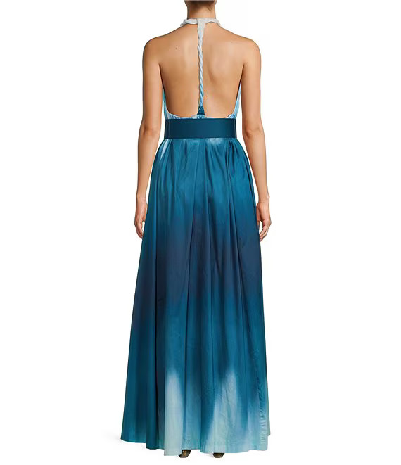 Antonio Melani x M.G. Style MG Ombre Halter Neck Sleeveless Belted Maxi Dress | Dillard's | Dillard's