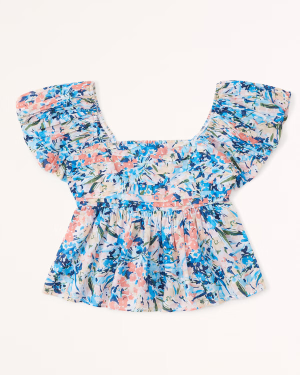 Women's Ruffle Sleeve Babydoll Squareneck Top | Women's New Arrivals | Abercrombie.com | Abercrombie & Fitch (US)