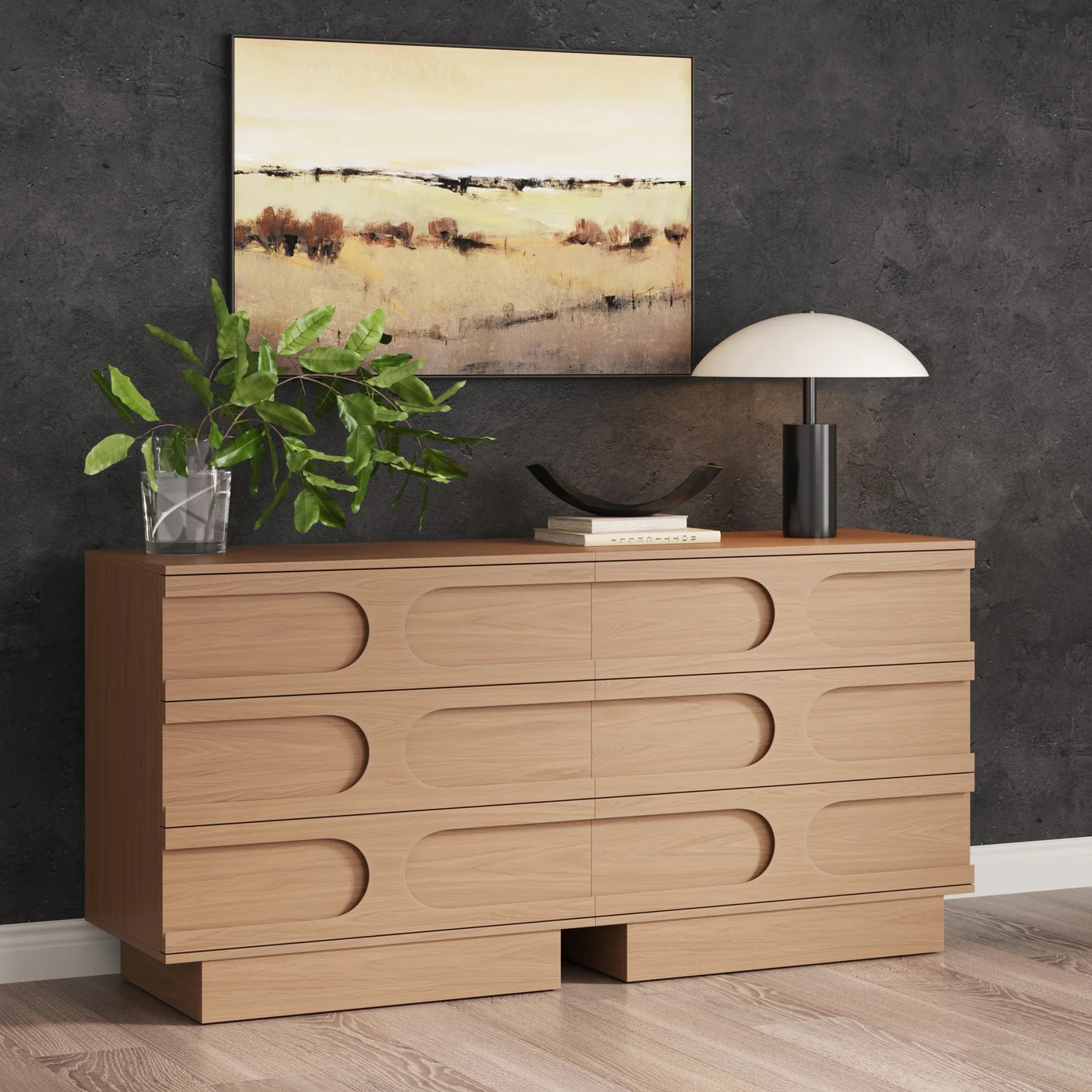 Mid-Century 3-Drawer Arched Dresser Raw Oak (Set of 2) | Nathan James
