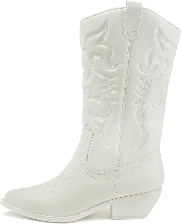 Soda Reno Women Western Cowboy Pointed Toe Knee High Pull On Tabs Boots | Amazon (US)