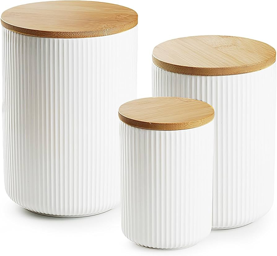 getstar Flour Sugar Storage Containers, Ceramic Canisters Sets for the Kitchen Countertop with Ba... | Amazon (US)