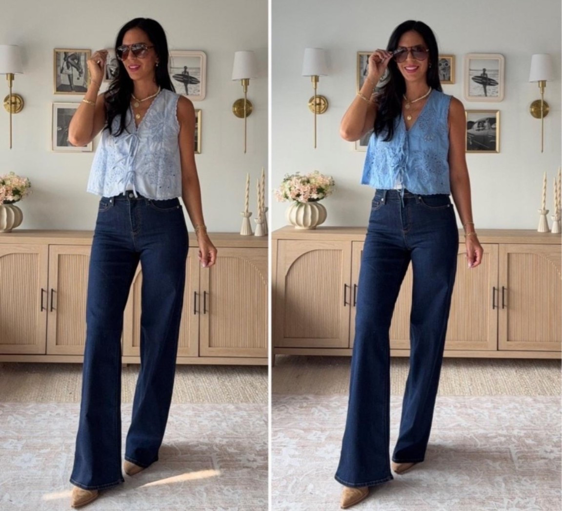 Restocked! 
Left - Amazon vest and a size small 
Right- free people size small 

Denim is target and a size 4 tall. Obsessed with the dark wash (make sure to size up) 

I linked the tank under since it’s perfect with these vest! Small 

#LTKOver40 #LTKU #LTKSaleAlert