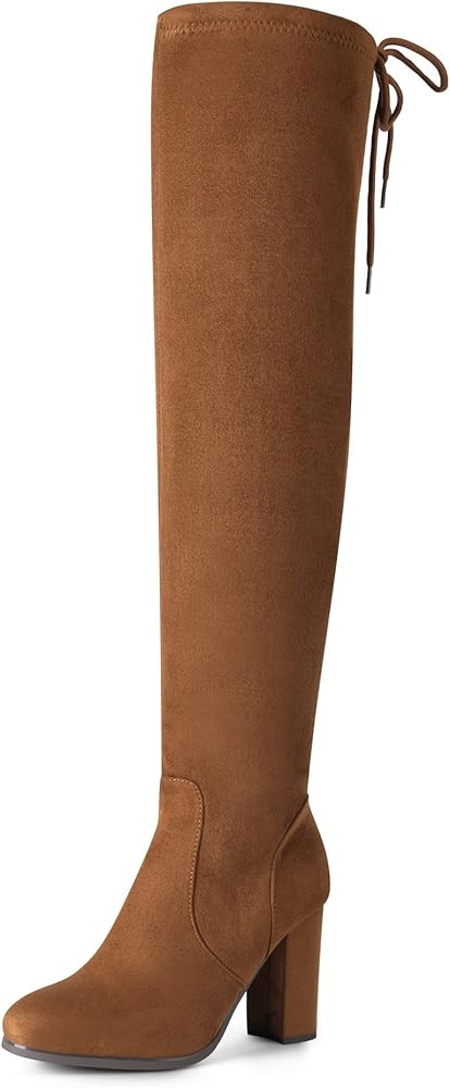 DREAM PAIRS Women's Thigh High Fashion Boots Over The Knee Block Heel Boots | Amazon (US)