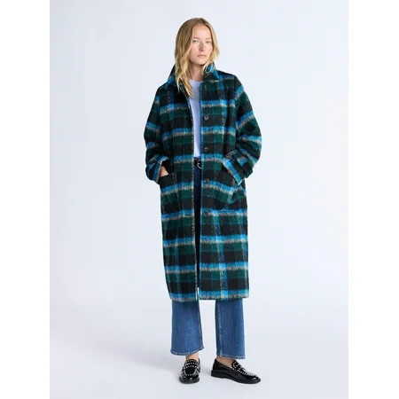 Free Assembly Women's and Women's Plus Long Wool Blend Coat, Sizes XS-4X | Walmart (US)