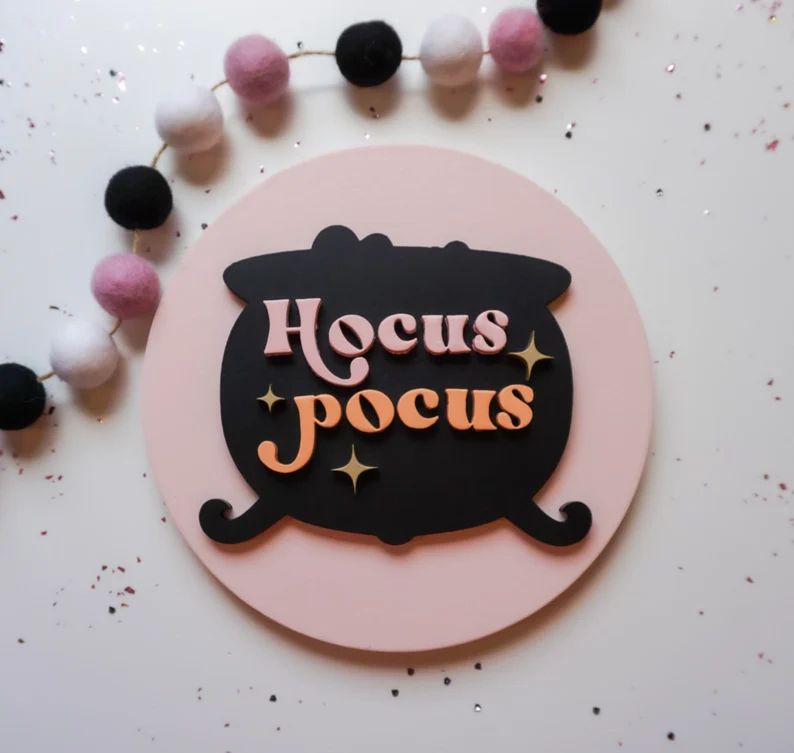 Hocus Pocus  Halloween Decor  Hey Boo  Pink Halloween  | Etsy | Etsy (US)