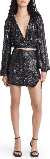 Lulus Shining with Confidence Two-Piece Long Sleeve Sequin Minidress | Nordstrom | Nordstrom