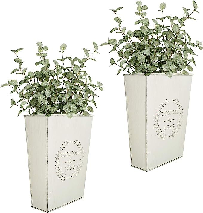 LESEN Set of 2 Farmhouse Metal Wall Planter,Rustic Wall Decor Country Hanging Wall Vase Box for P... | Amazon (US)