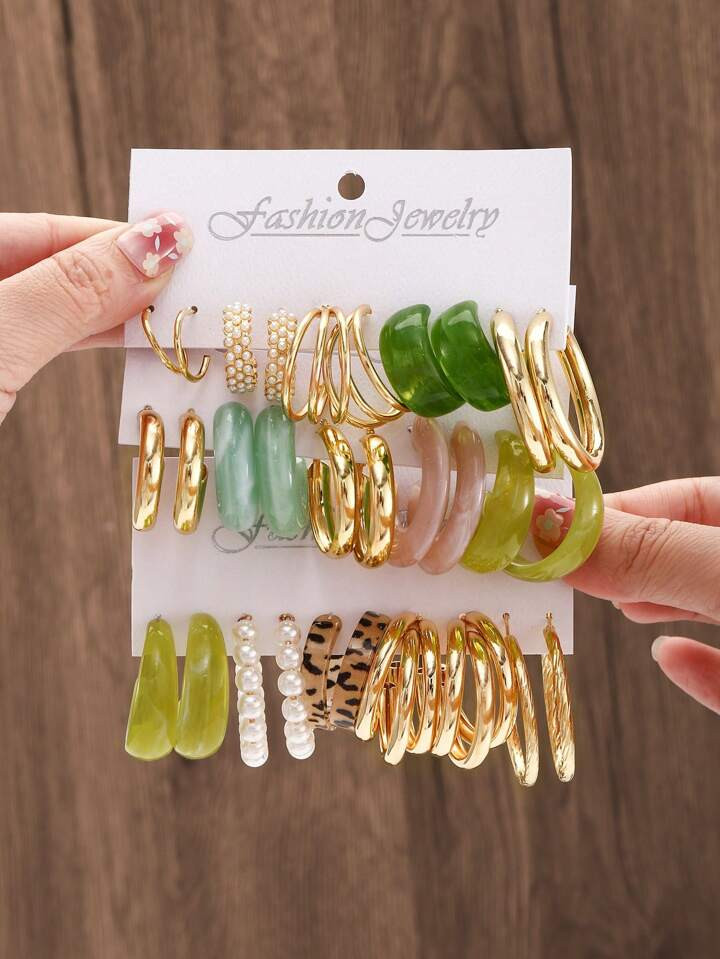 15pairs Random Faux Pearl Decor Earrings | SHEIN