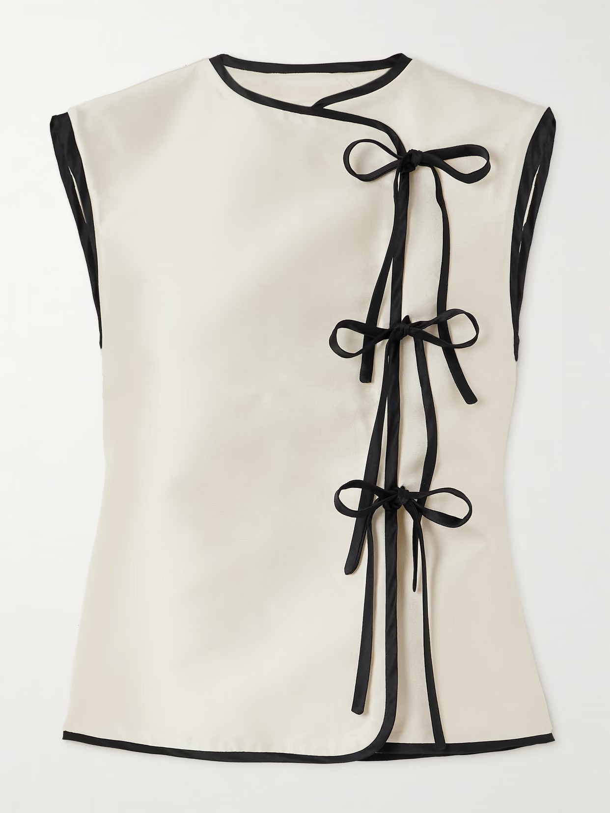DESTREE - Mary Wrap-effect Tie-detailed Faille Top - White | NET-A-PORTER (UK & EU)