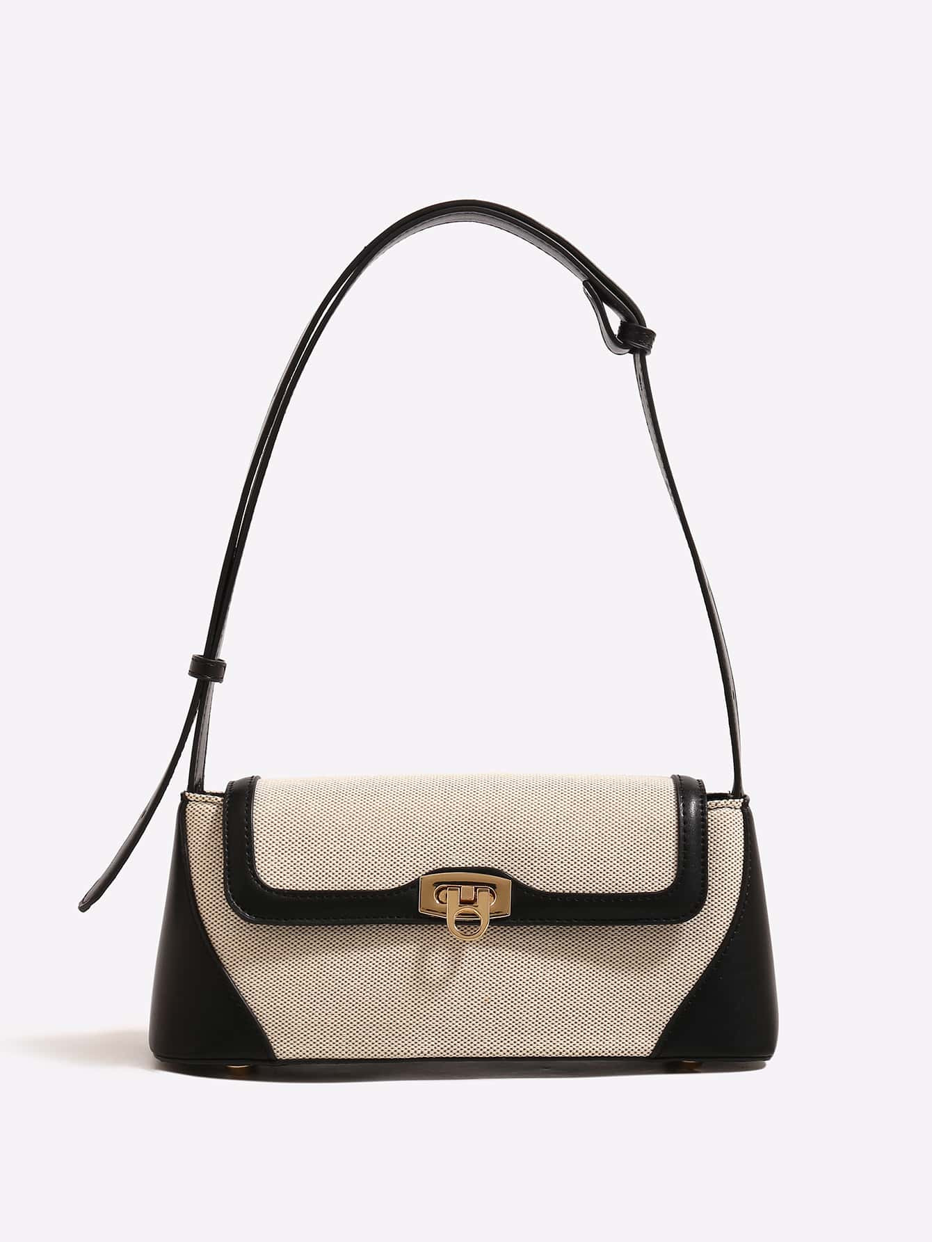 Two Tone Flap Baguette Bag | SHEIN