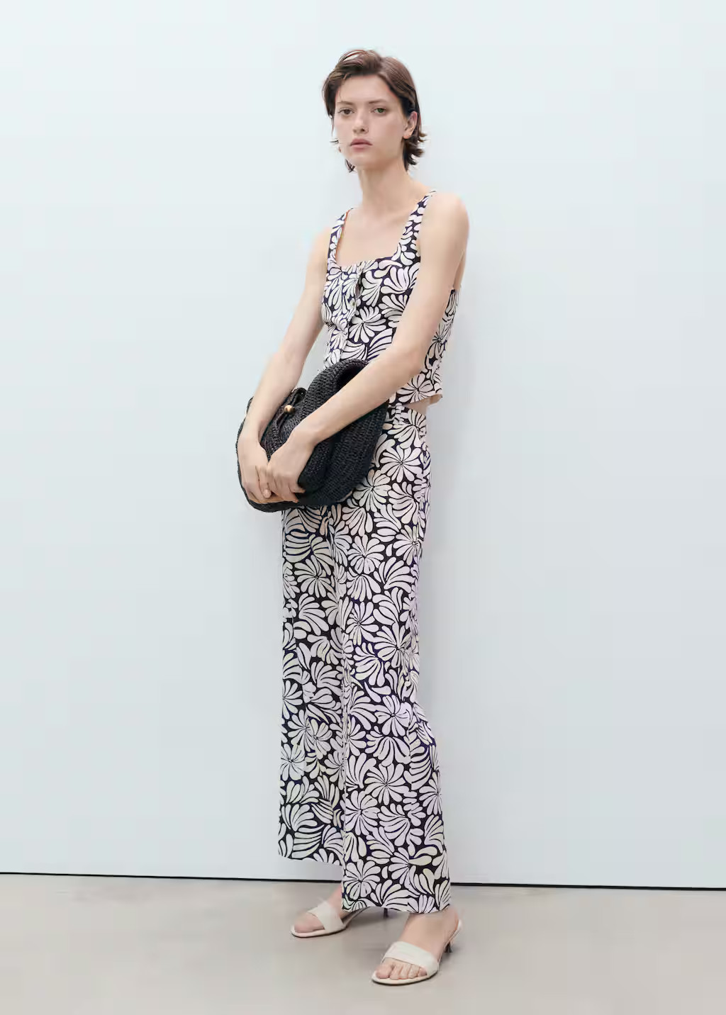 Floral linen trousers ecru - Women - 1XL - MANGO | Mango (US/MX/AU)