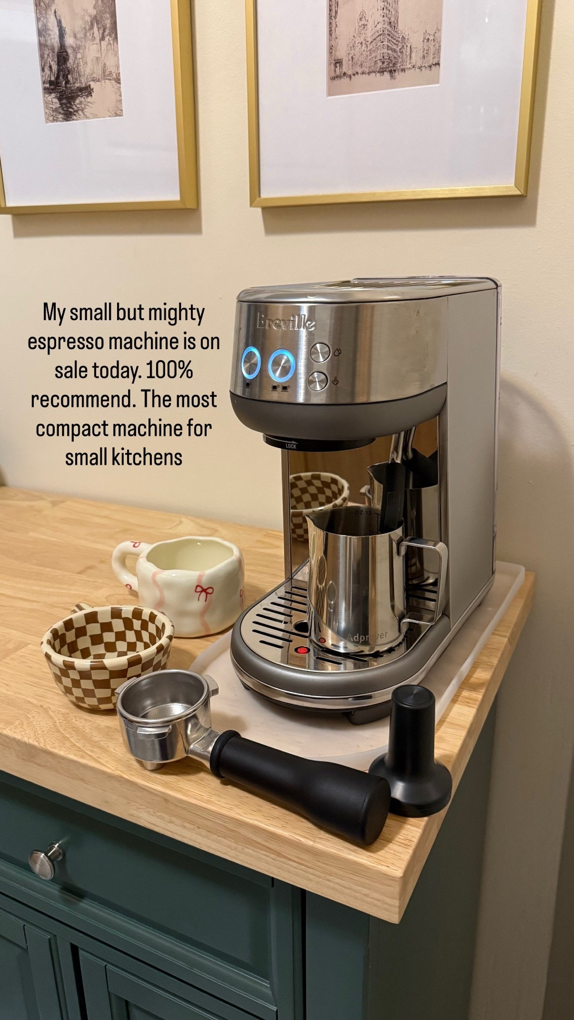 My Breville bambino is on sale for Amazon Prime. Great compact design while delivering great espresso.