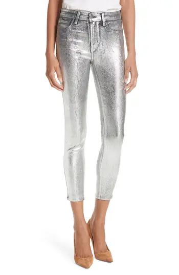 Women's L'Agence Margot Metallic Coated Crop Skinny Jeans | Nordstrom