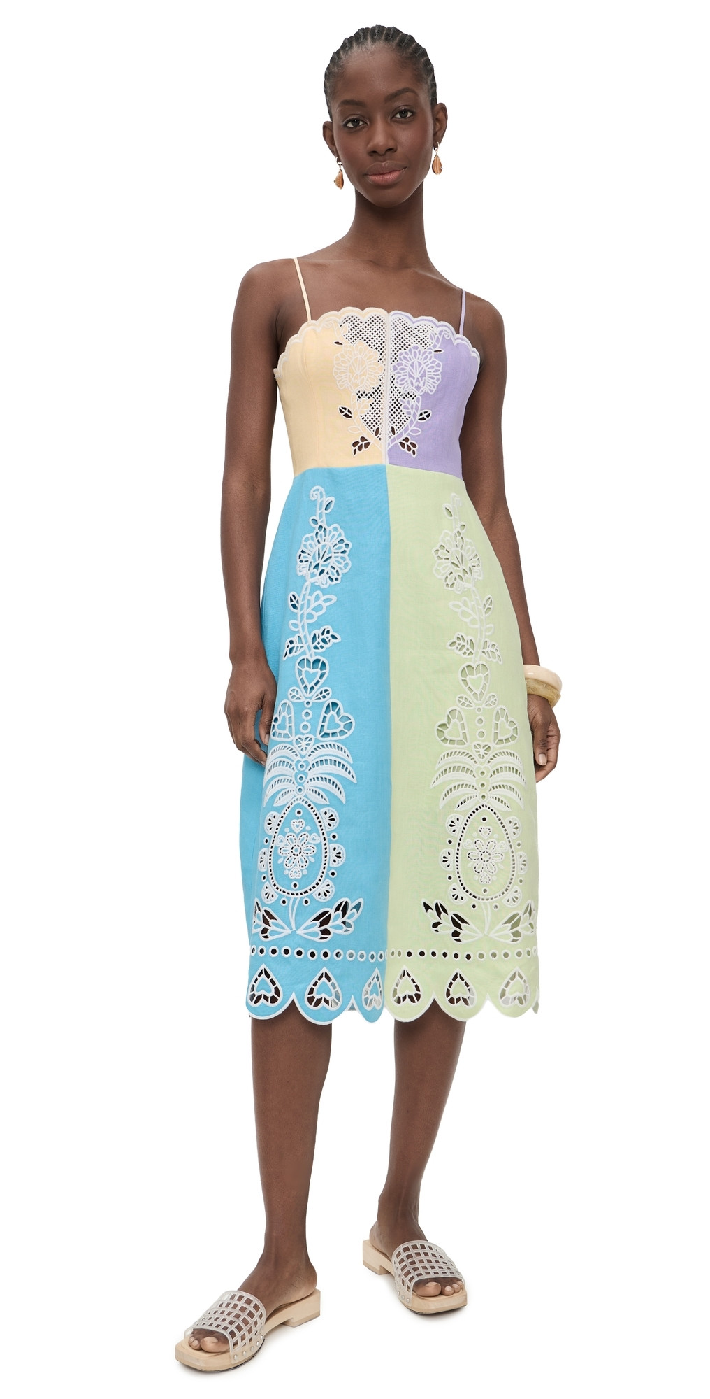 FARM Rio Multicolor Embroidery Sleeveless Midi Dress Multi XS | Shopbop