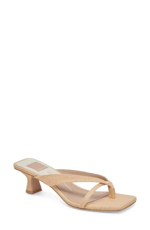 Dolce Vita Brevel Kitten Heel Flip Flop in Natural Raffia at Nordstrom, Size 9.5 | Nordstrom