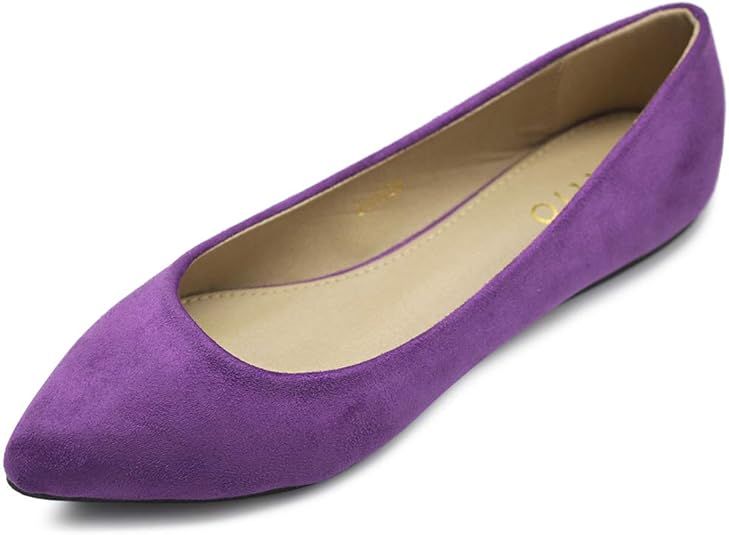Ollio Women's Ballet Comfort Light Faux Suede Multi Color Shoe Flat | Amazon (US)