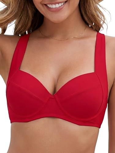 RELLECIGA Women's Underwire Push Up Bikini Top 3/4 Molded Cup Swimsuit Top Supportive Bathing Sui... | Amazon (US)