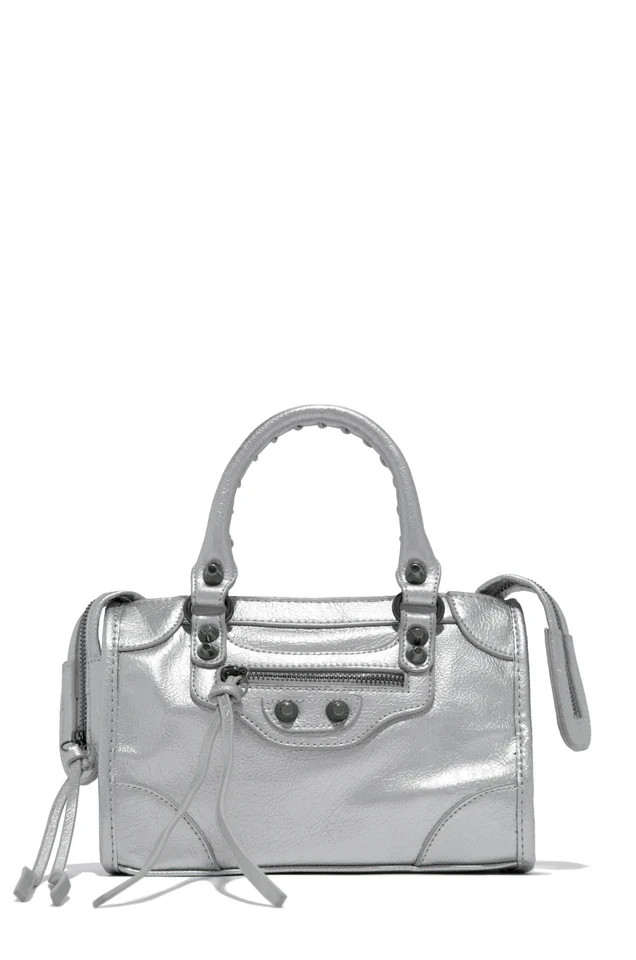 Natalie Crossbody Shoulder | Silver Bag | MISS LOLA