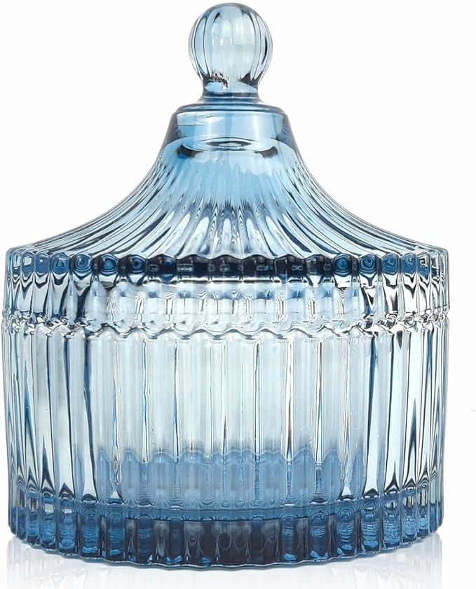 Colorful Glass Jar With Lid,Powder Puff Dish,Jewelry Box,Buffet Jar Biscuit Containers Food Stora... | Amazon (US)