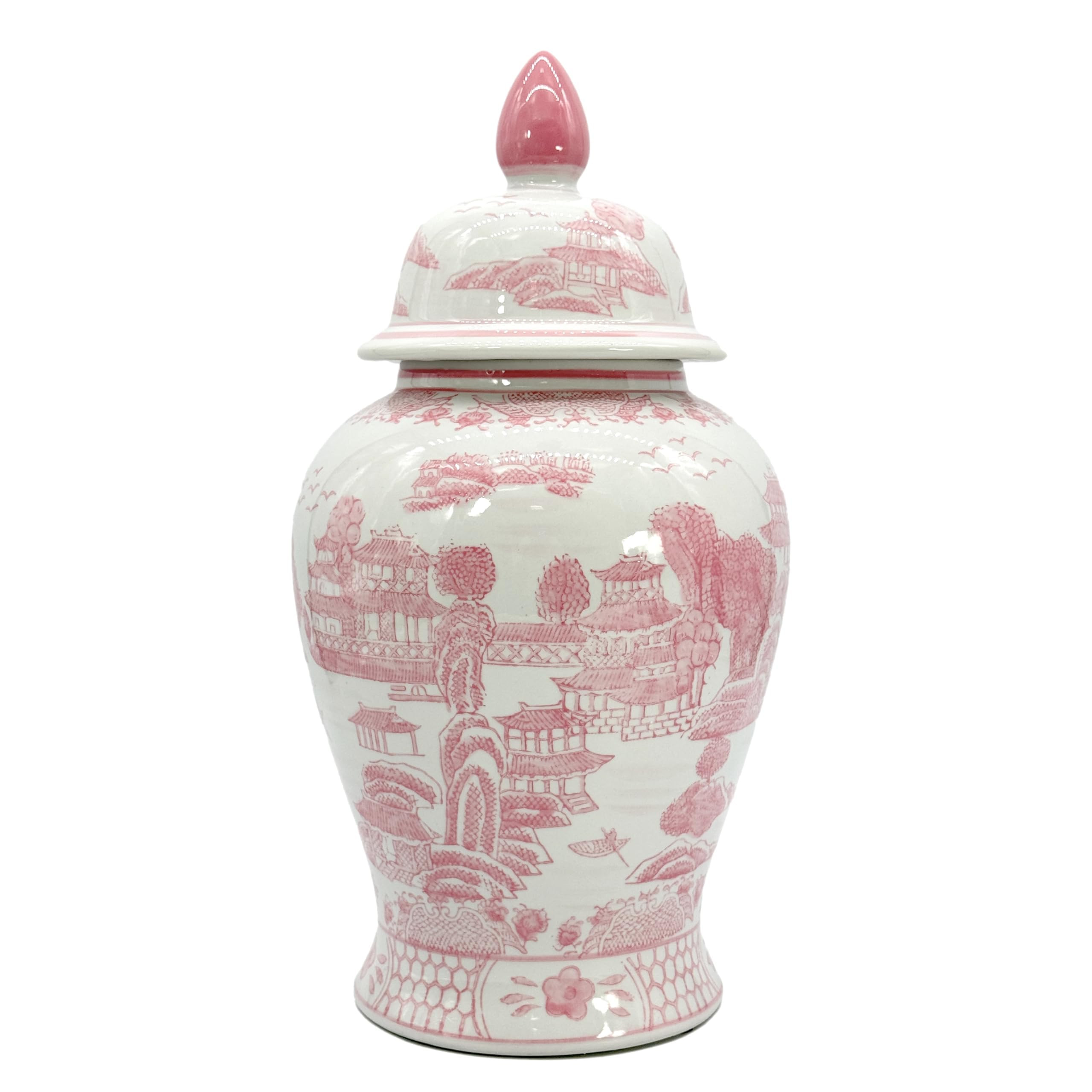 Galt International Pink Floral Chinoiserie Ceramic Temple Jar 18" w/Lid - Ginger Jar Home & Kitch... | Amazon (US)