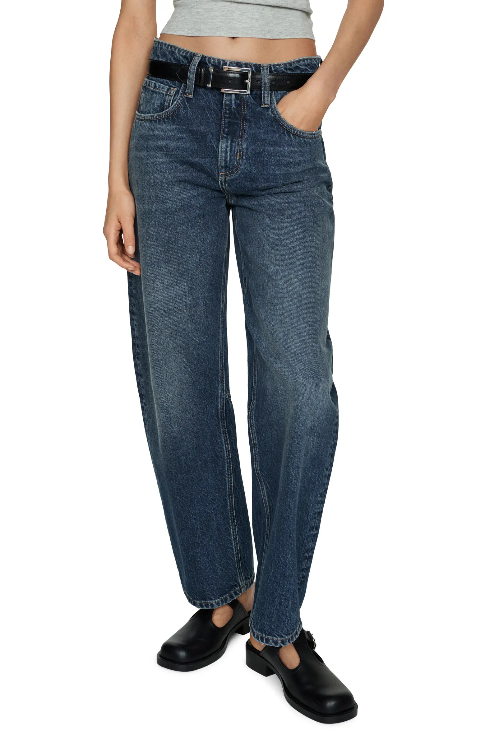 MANGO High Waist Slouchy Barrel Jeans | Nordstrom | Nordstrom