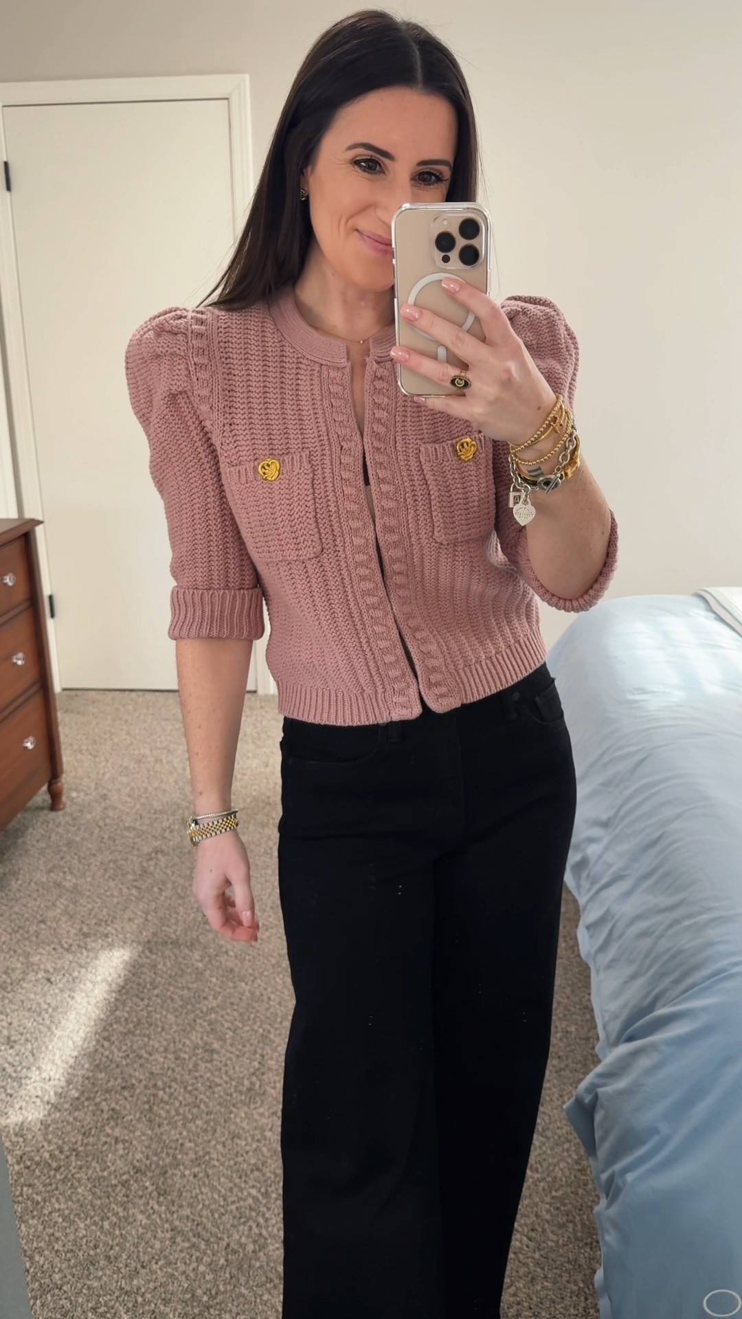 This L’AGENCE sweater is one of the most beautiful pieces I own! The mauve color is stunning (and it comes in other shades), with luxe hook-and-eye closures, gold button pocket details, and structured shoulder pads for a flattering, slimming fit. Soft, beautifully made, and endlessly wearable. Truly a year-round staple worth investing in.

Luxury | Sweater | Spring | Summer | Fall | Autumn | Winter | Valentine’s Day | Date Night | Workwear | Elevated Style | Classy | Classic | Timeless

#LTKSaleAlert #LTKWorkwear #LTKootd