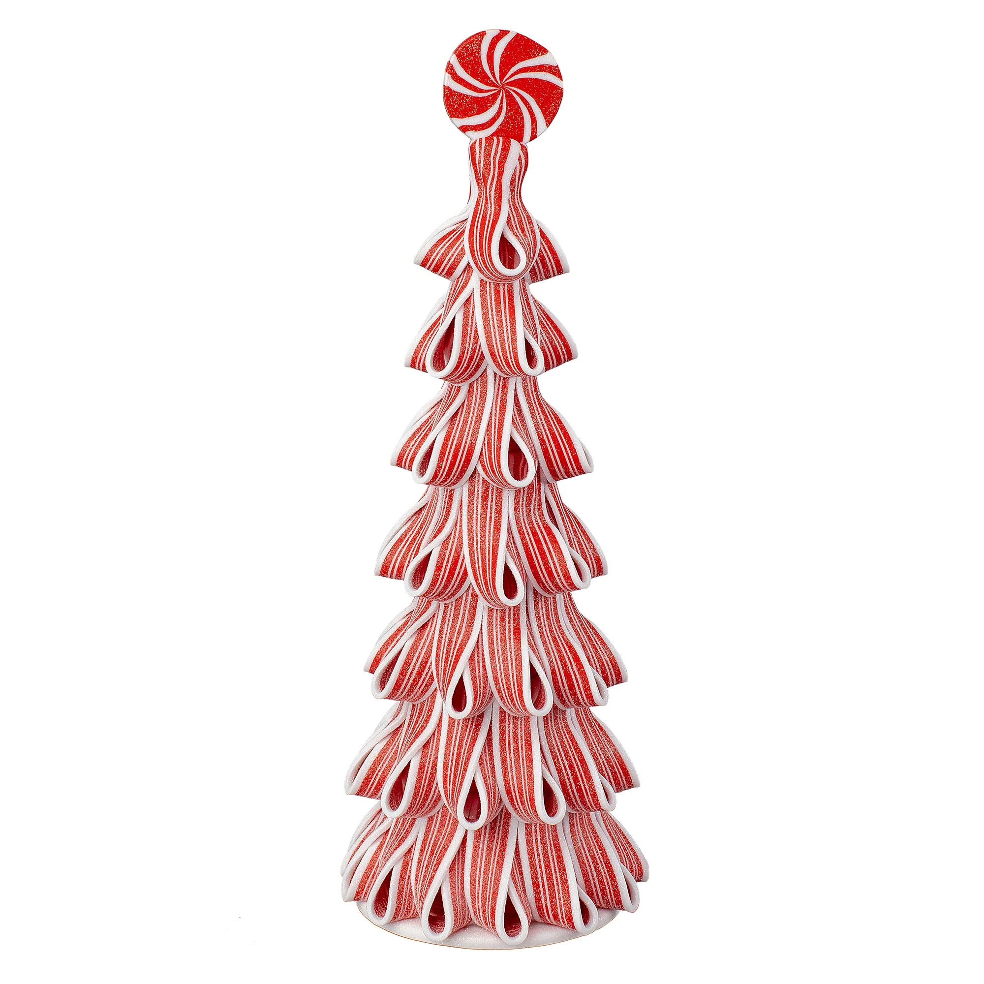 Ribbon Peppermint Candy Christmas Tree Tabletop Decoration, Red and White, 13.5", by Holiday Time | Walmart (US)