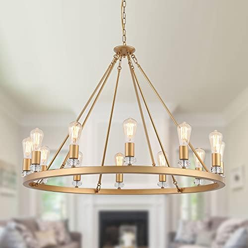 Amazon.com: MEIXISUE Wagon Wheel Chandelier Oak+ORB Finish Rustic Farmhouse Industrial Country Light | Amazon (US)